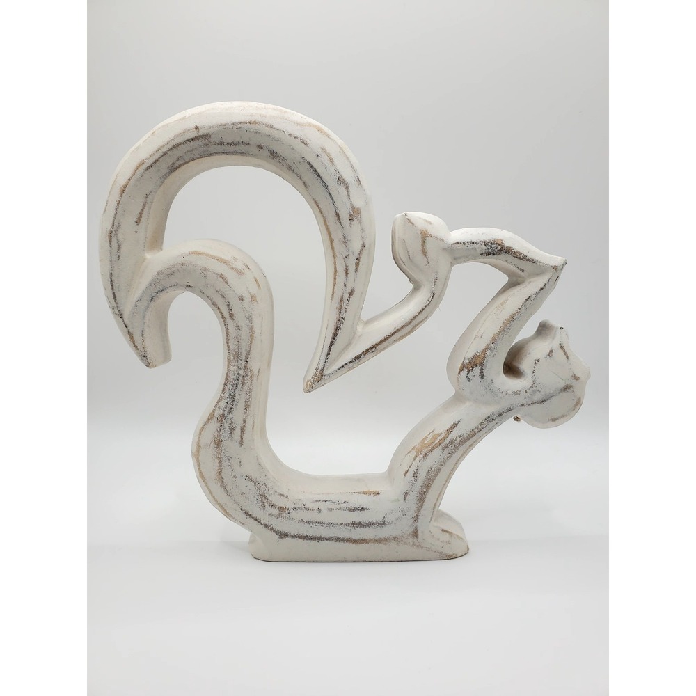 Wooden Squirrel, white with acorn